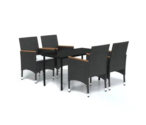 Sodo Valgomojo Komplektas Su Pagalvėlėmis, 5 Dalių, Juodas