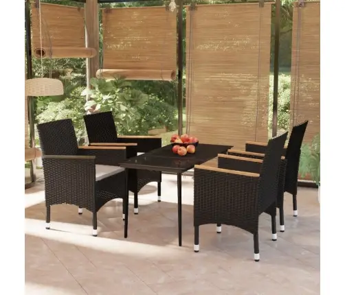 Sodo Valgomojo Komplektas Su Pagalvėlėmis, 5 Dalių, Juodas