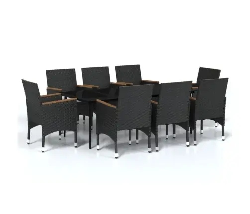 9-Osaline Aiamööbli Komplekt Patjadega, Must