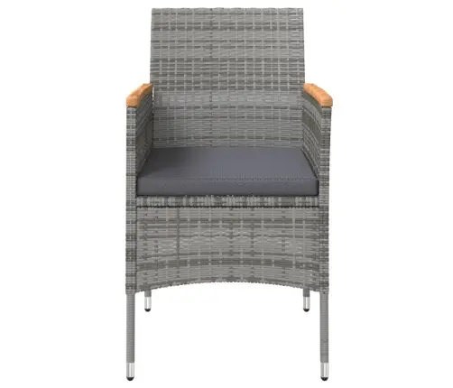 3-Osaline Aiamööbli Komplekt Patjadega, Hall Ja Must