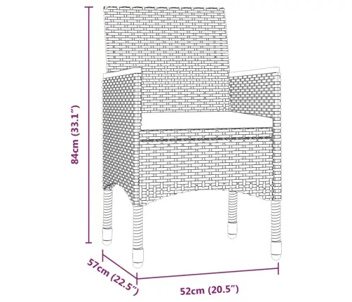 5-Daļīgs Dārza Mēbeļu Komplekts Ar Matračiem, Pelēks, Melns Vidaxl