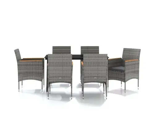 7-Osaline Aiamööbli Komplekt Patjadega, Hall Ja Must