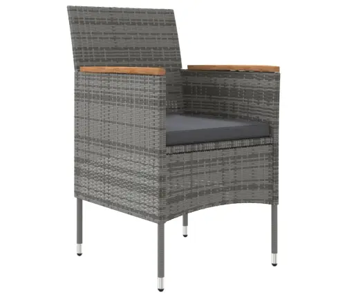 7-Osaline Aiamööbli Komplekt Patjadega, Hall Ja Must