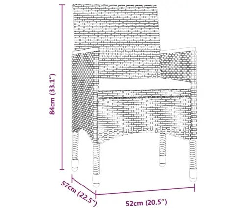 7-Daļīgs Dārza Mēbeļu Komplekts Ar Matračiem, Pelēka Ar Melns Vidaxl