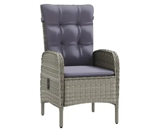 3-Osaline Aiamööbli Komplekt Patjadega, Hall Ja Must