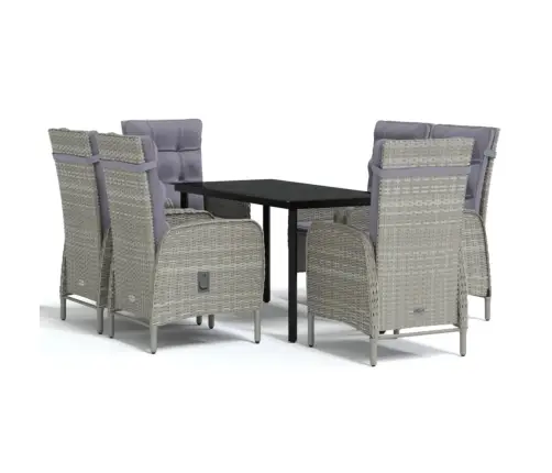 7-Osaline Aiamööbli Komplekt Patjadega, Hall Ja Must