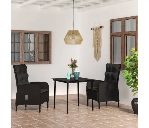 Sodo Valgomojo Komplektas Su Pagalvėlėmis, 3 Dalių, Juodas