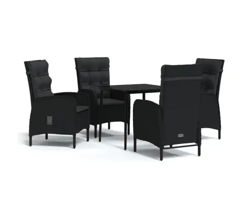 5-Daļīgs Dārza Mēbeļu Komplekts Ar Matračiem, Melns Vidaxl