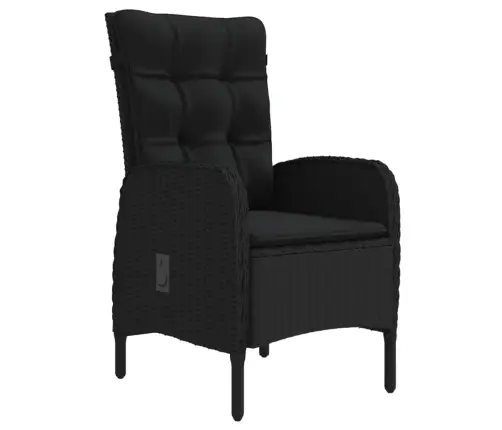 7-Osaline Aiamööbli Komplekt Patjadega, Must