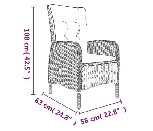 7-Osaline Aiamööbli Komplekt Patjadega, Must