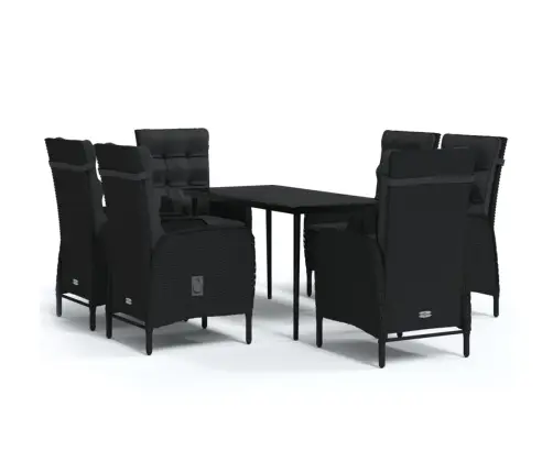 7-Daļīgs Dārza Mēbeļu Komplekts Ar Matračiem, Melns Vidaxl