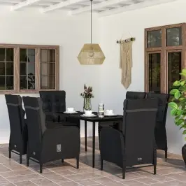 Sodo Komplektas Su Pagalvėlėmis, 7 Dalių, Juodos Spalvos