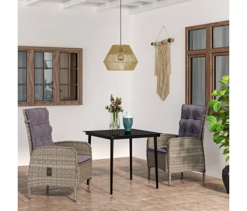 Sodo Komplektas Su Pagalvėlėmis, 3 Dalių, Pilkas Ir Juodas