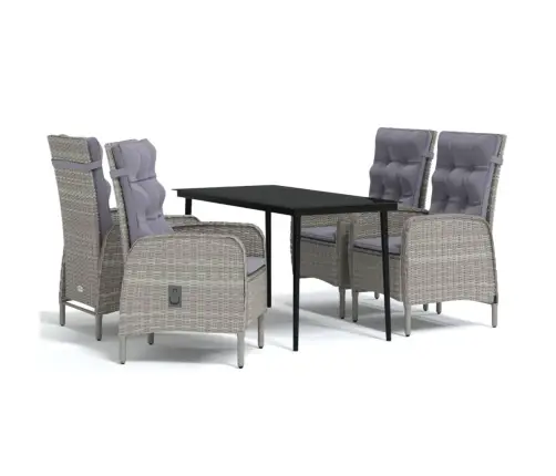 Sodo Komplektas Su Pagalvėlėmis, 5 Dalių, Pilkas Ir Juodas