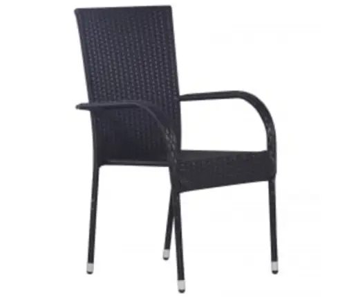 3-Daļīgs Dārza Mēbeļu Komplekts, Melns Vidaxl