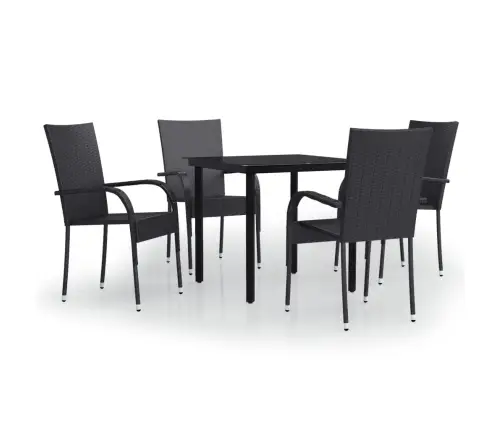 5-Daļīgs Dārza Mēbeļu Komplekts, Melns Vidaxl