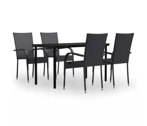 5-Daļīgs Dārza Mēbeļu Komplekts, Melns Vidaxl