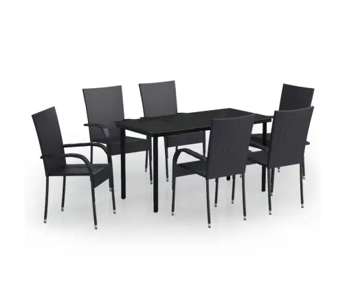 7-Daļīgs Dārza Mēbeļu Komplekts, Melns Vidaxl