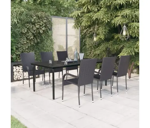 7-Daļīgs Dārza Mēbeļu Komplekts, Melns Vidaxl