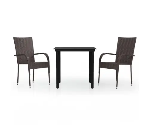 3-Daļīgs Dārza Mēbeļu Komplekts, Brūns, Melns Vidaxl