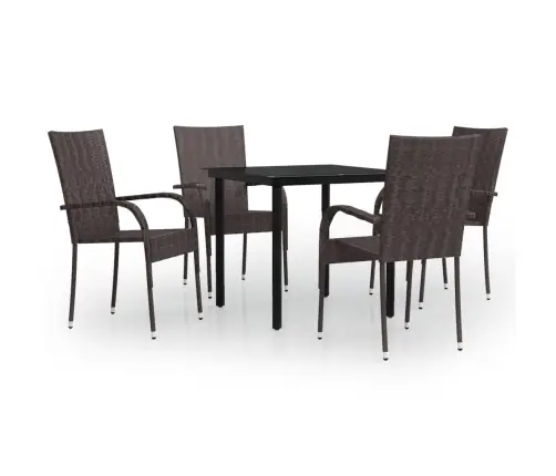 5-Osaline Aiamööbli Komplekt, Pruun Ja Must