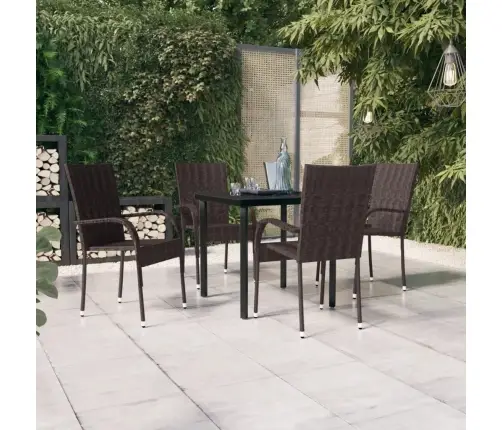 5-Osaline Aiamööbli Komplekt, Pruun Ja Must