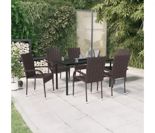 7-Daļīgs Dārza Mēbeļu Komplekts, Brūns, Melns Vidaxl 7-Daļīgs Dārza Mēbeļu Komplekts, Brūns, Melns Vidaxl