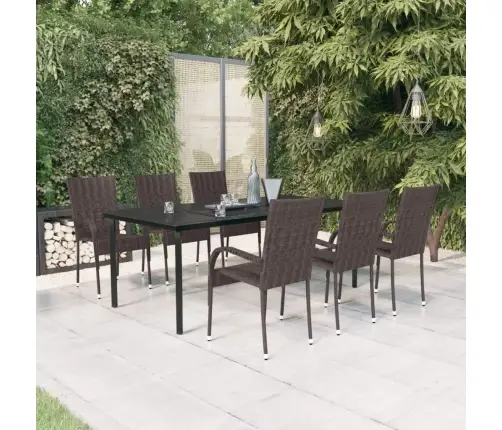 7-Daļīgs Dārza Mēbeļu Komplekts, Brūns, Melns Vidaxl