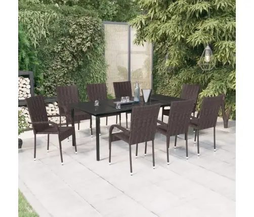 9-Daļīgs Dārza Mēbeļu Komplekts, Brūns, Melns Vidaxl 9-Daļīgs Dārza Mēbeļu Komplekts, Brūns, Melns Vidaxl