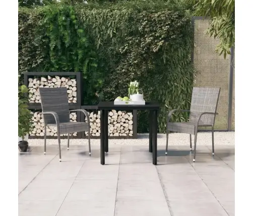 3-Daļīgs Dārza Mēbeļu Komplekts, Pelēks, Melns Vidaxl