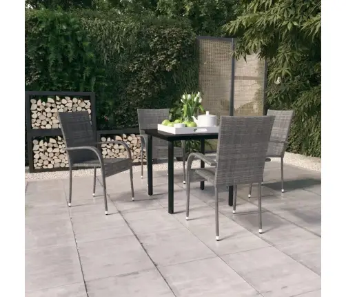 5-Daļīgs Dārza Mēbeļu Komplekts, Pelēks, Melns Vidaxl