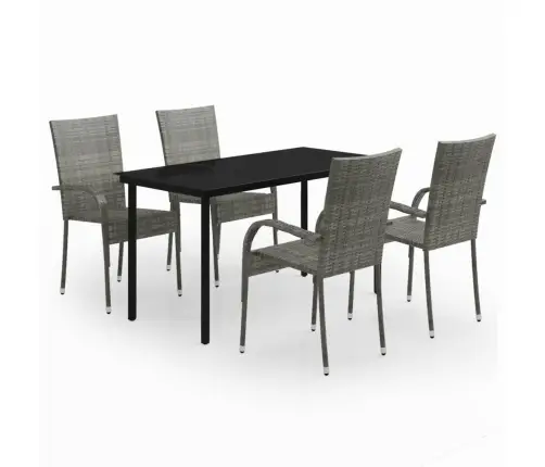 5-Daļīgs Dārza Mēbeļu Komplekts, Pelēks, Melns Vidaxl