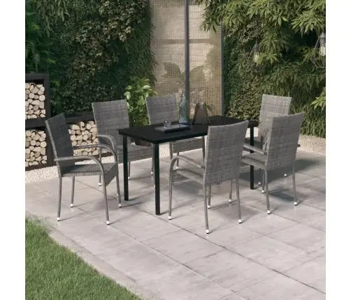 7-Daļīgs Dārza Mēbeļu Komplekts, Pelēks, Melns Vidaxl