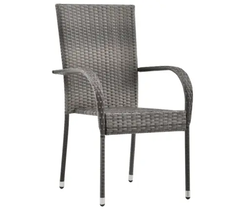 Sodo Valgomojo Baldų Komplektas, 7 Dalių, Pilkas Ir Juodas