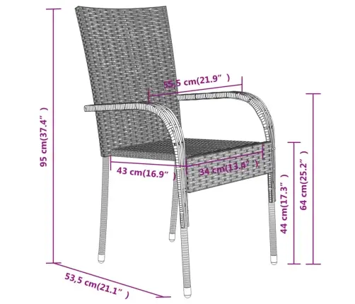 9-Osaline Aiamööblikomplekt, Hall Ja Must