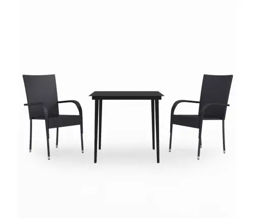 3-Daļīgs Dārza Mēbeļu Komplekts, Melns Vidaxl