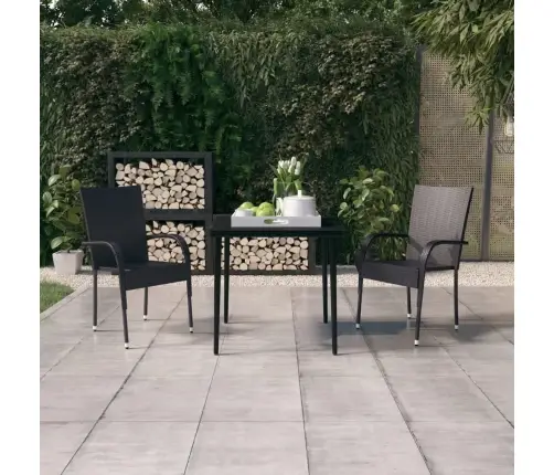 3-Daļīgs Dārza Mēbeļu Komplekts, Melns Vidaxl