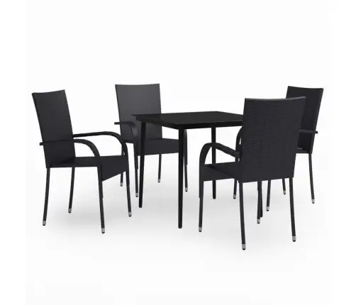 5-Daļīgs Dārza Mēbeļu Komplekts, Melns Vidaxl