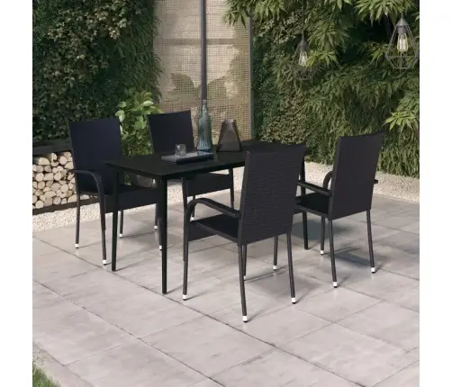 5-Daļīgs Dārza Mēbeļu Komplekts, Melns Vidaxl