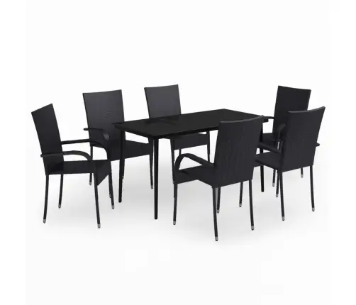 7-Daļīgs Dārza Mēbeļu Komplekts, Melns Vidaxl