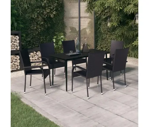 7-Daļīgs Dārza Mēbeļu Komplekts, Melns Vidaxl