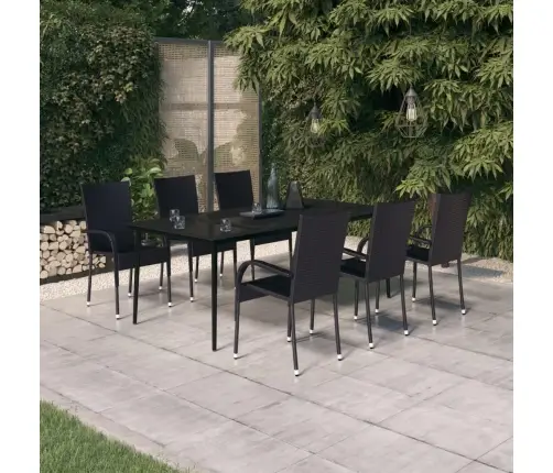 7-Osaline Aiamööbli Komplekt, Must