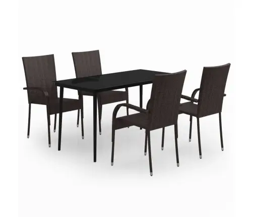 5-Daļīgs Dārza Mēbeļu Komplekts, Brūns, Melns Vidaxl