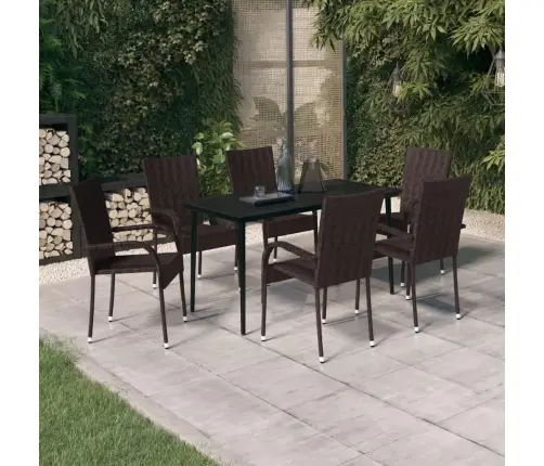 7-Daļīgs Dārza Mēbeļu Komplekts, Brūns, Melns Vidaxl