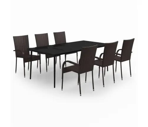 7-Daļīgs Dārza Mēbeļu Komplekts, Brūns, Melns Vidaxl