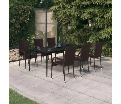 7-Daļīgs Dārza Mēbeļu Komplekts, Brūns, Melns Vidaxl