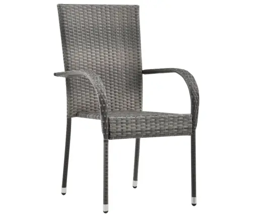 7-Daļīgs Dārza Mēbeļu Komplekts, Pelēks, Melns Vidaxl