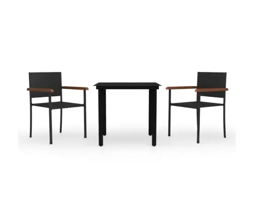 3-Daļīgs Dārza Mēbeļu Komplekts, Melns Vidaxl