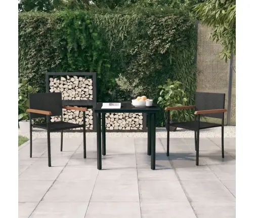 3-Daļīgs Dārza Mēbeļu Komplekts, Melns Vidaxl