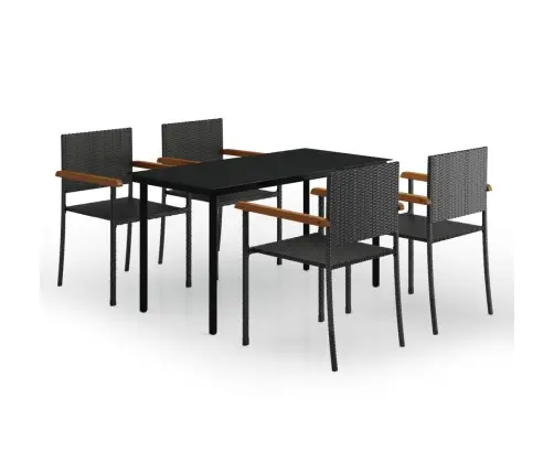 Sodo Valgomojo Baldų Komplektas, 5 Dalių, Juodos Spalvos